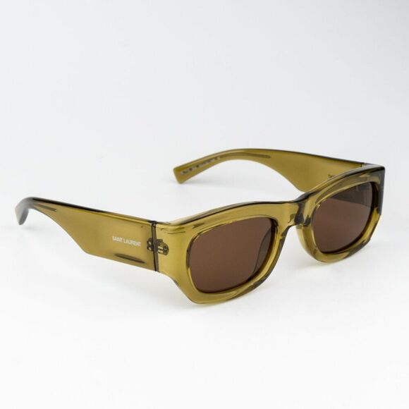 NEW Saint Laurent SL713 004 Transparent Green Brown UnisexSunglasses